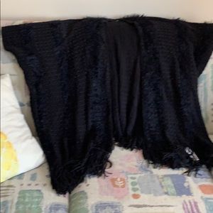 Black open poncho